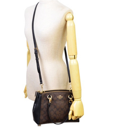 Coach Signature Mini Christie Carryall Crossbody Shoulder Bag Black / Brown # F36718